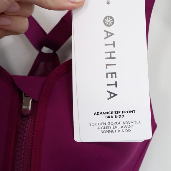 NWT Athleta Advance Zip Front High Impact Sport Bra In Fuschia Pink Size 32B - Picture 9 of 10